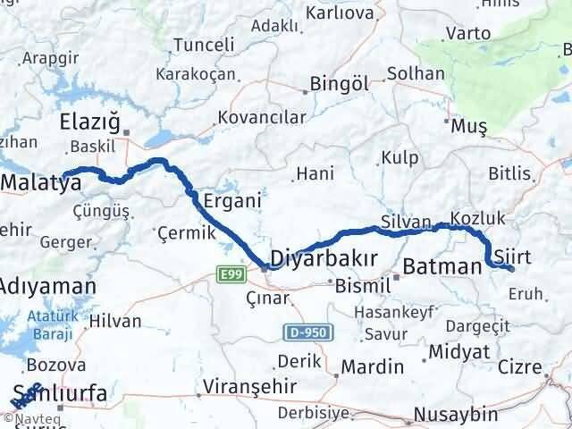Siirt Kale Malatya Arası Kaç Km - Yol Haritası