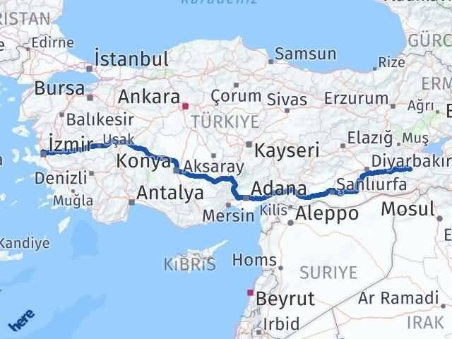 Siirt Karşıyaka İzmir Arası Kaç Km - Yol Haritası