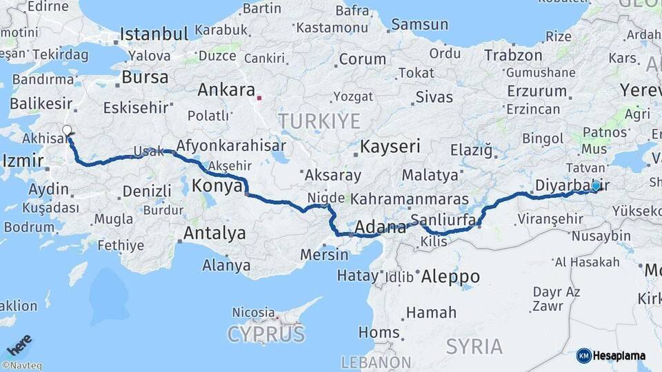 Siirt Kırkağaç Manisa Arası Kaç Km - Yol Haritası