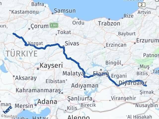 Siirt Kızılırmak Çankırı Arası Kaç Km - Yol Haritası