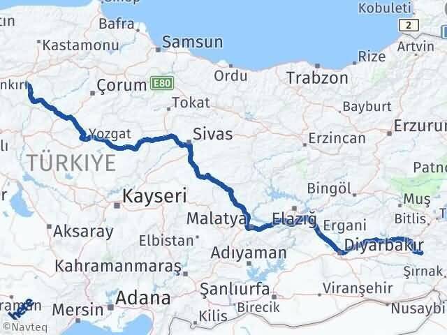 Siirt Korgun Çankırı Arası Kaç Km - Yol Haritası
