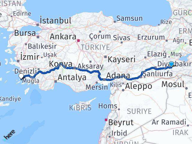 Siirt Kurtalan Bodrum Muğla Arası Kaç Km - Yol Haritası