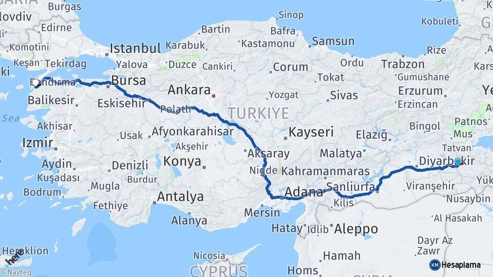 Siirt Kurtalan Çanakkale Arası Kaç Km - Yol Haritası