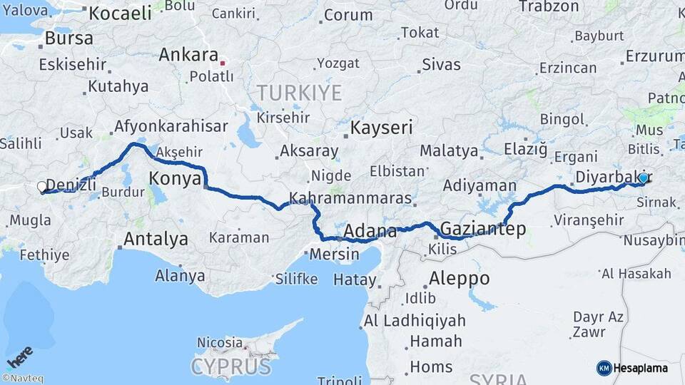 Siirt Kurtalan Denizli Arası Kaç Km - Yol Haritası