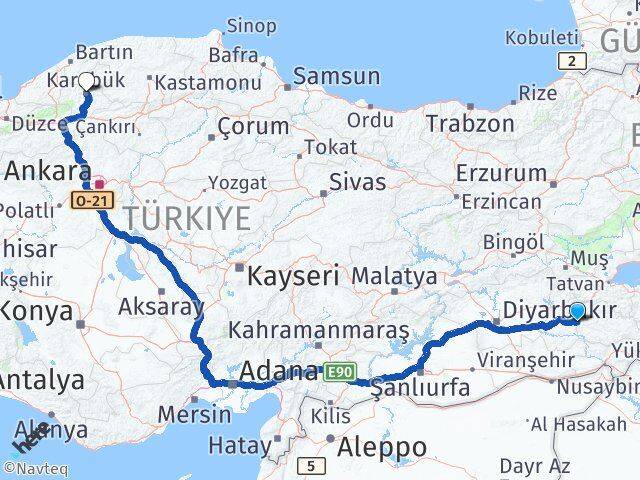 Siirt Kurtalan Karabük Arası Kaç Km - Yol Haritası