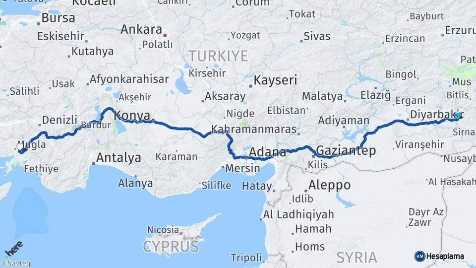 Siirt Kurtalan Muğla Arası Kaç Km - Yol Haritası