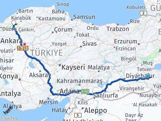 Siirt Mengen Bolu Arası Kaç Km - Yol Haritası