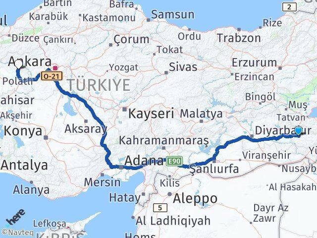 Siirt Mihalıççık Eskişehir Arası Kaç Km - Yol Haritası