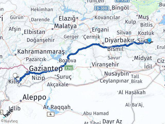 Siirt Musabeyli Kilis Arası Kaç Km - Yol Haritası