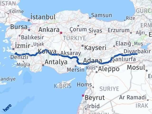 Siirt Selçuk İzmir Arası Kaç Km - Yol Haritası