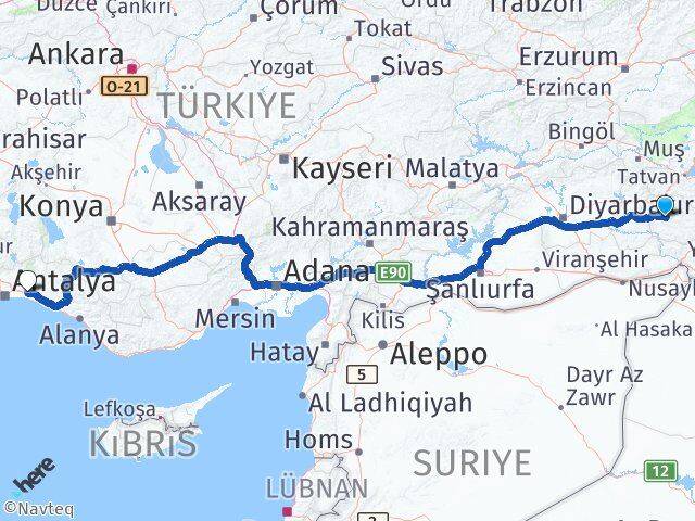 Siirt Serik Antalya Arası Kaç Km - Yol Haritası