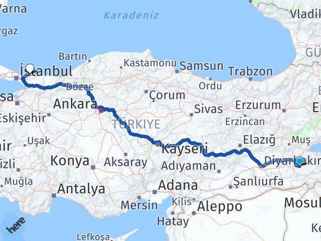 Siirt Şile İstanbul Arası Kaç Km - Yol Haritası