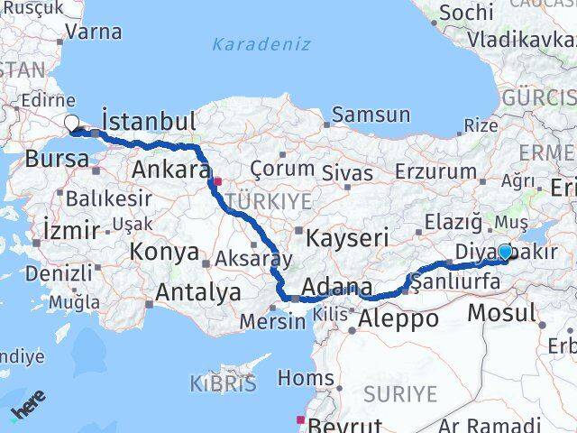 Siirt Silivri İstanbul Arası Kaç Km - Yol Haritası