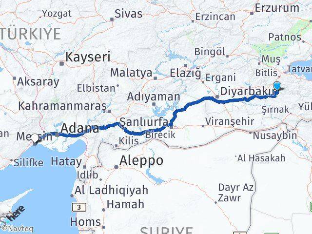 Siirt Şirvan Mersin Arası Kaç Km - Yol Haritası
