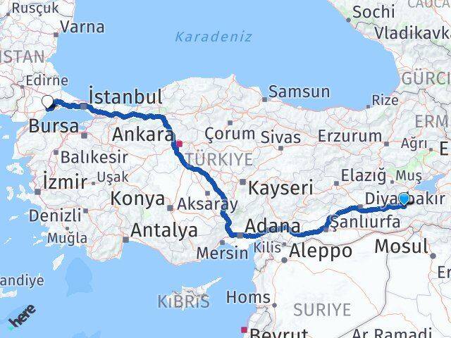 Siirt Süleymanpaşa Tekirdağ Arası Kaç Km - Yol Haritası
