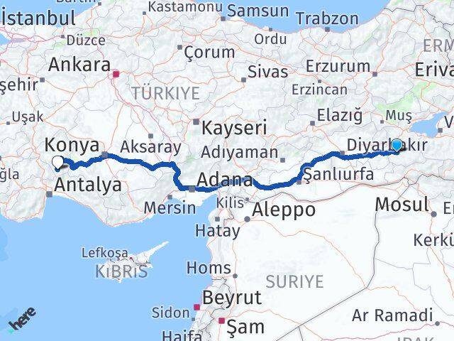 Siirt Sütçüler Isparta Arası Kaç Km - Yol Haritası