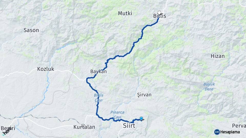 Siirt Tillo Bitlis Arası Kaç Km - Yol Haritası