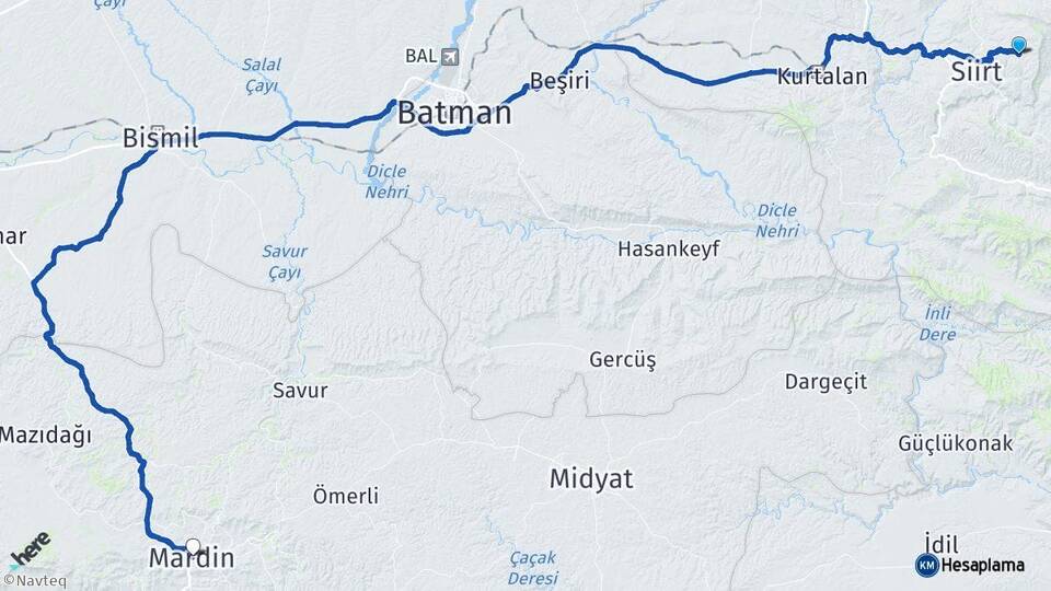 Siirt Tillo Mardin Arası Kaç Km - Yol Haritası