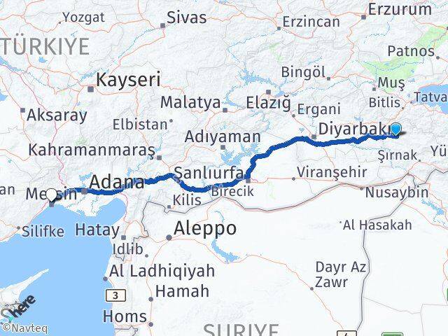 Siirt Toroslar Mersin Arası Kaç Km - Yol Haritası