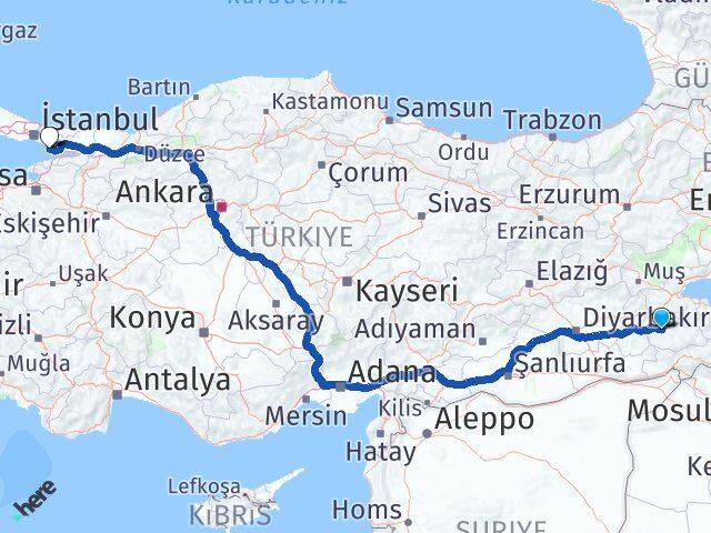 Siirt Tuzla İstanbul Arası Kaç Km - Yol Haritası