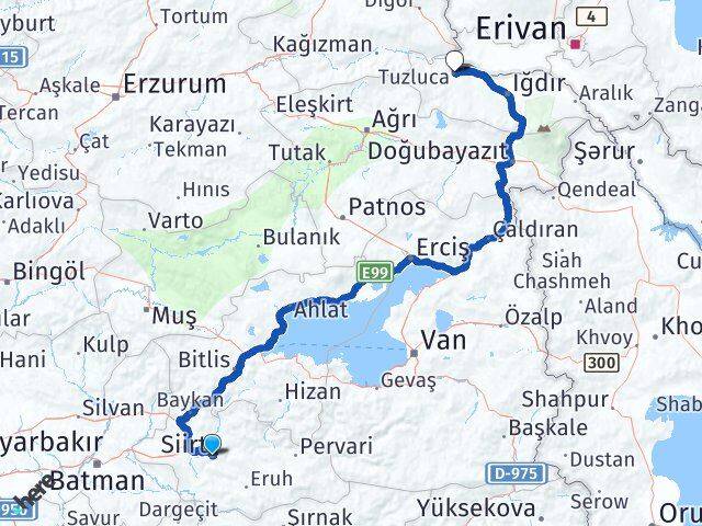 Siirt Tuzluca Iğdır Arası Kaç Km - Yol Haritası