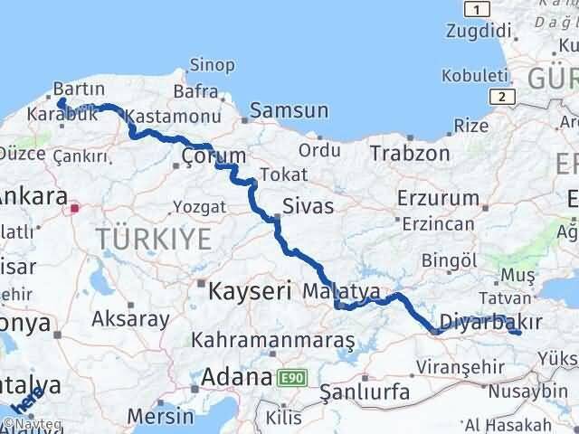 Siirt Ulus Bartın Arası Kaç Km - Yol Haritası