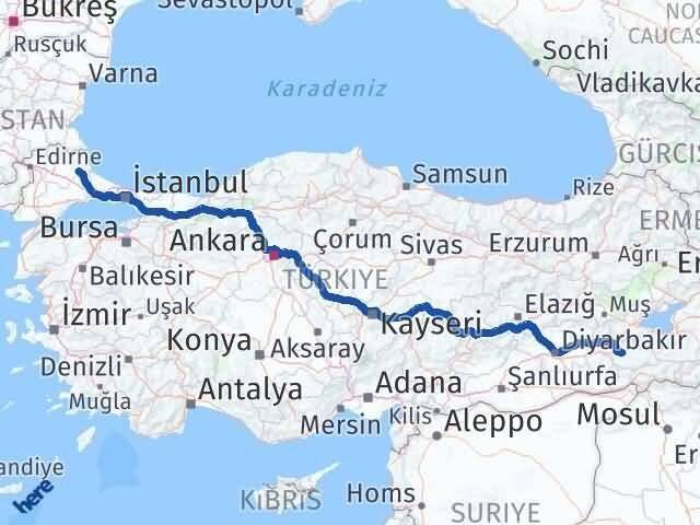 Siirt Vize Kırklareli Arası Kaç Km - Yol Haritası