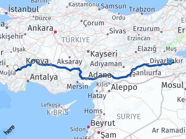 Siirt Yeşilova Burdur Arası Kaç Km - Yol Haritası