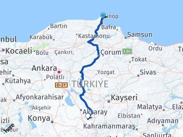 Sinop Altunhisar Niğde Arası Kaç Km - Yol Haritası