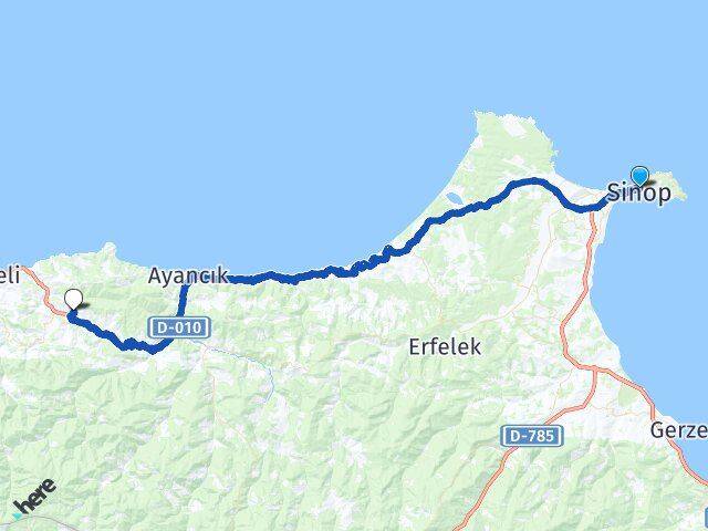 Sinop Ayaz Türkeli Arası Kaç Km - Yol Haritası