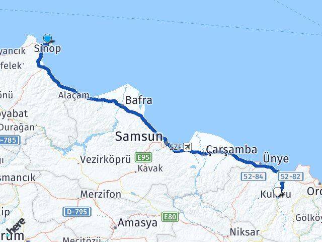 Sinop Çatalpınar Ordu Arası Kaç Km - Yol Haritası