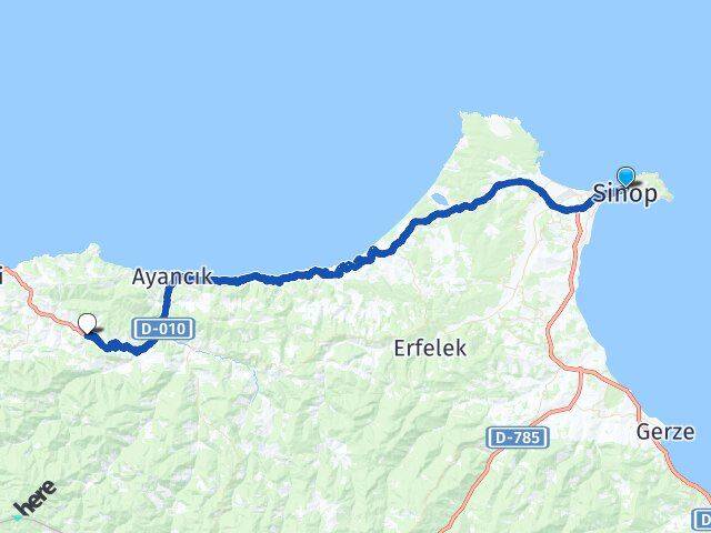 Sinop Doğanlı Ayancık Arası Kaç Km - Yol Haritası
