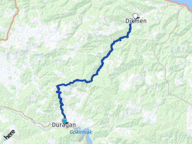 Sinop Durağan Dikmen Arası Kaç Km - Yol Haritası