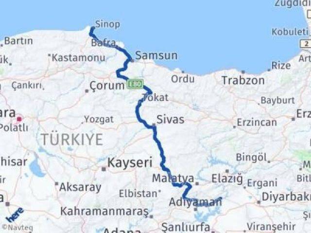 Sinop Gerger Adıyaman Arası Kaç Saat? Yol Haritası, Yakıt, Rota ve Mesafe Hesaplama Sinop Gerger Adıyaman Arası Kaç Km? Kaç Saat? Yol Haritası