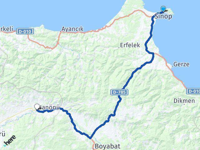 Sinop Hanönü Kastamonu Arası Kaç Saat? Yol Haritası, Yakıt, Rota ve Mesafe Hesaplama Sinop Hanönü Kastamonu Arası Kaç Km? Kaç Saat? Yol Haritası