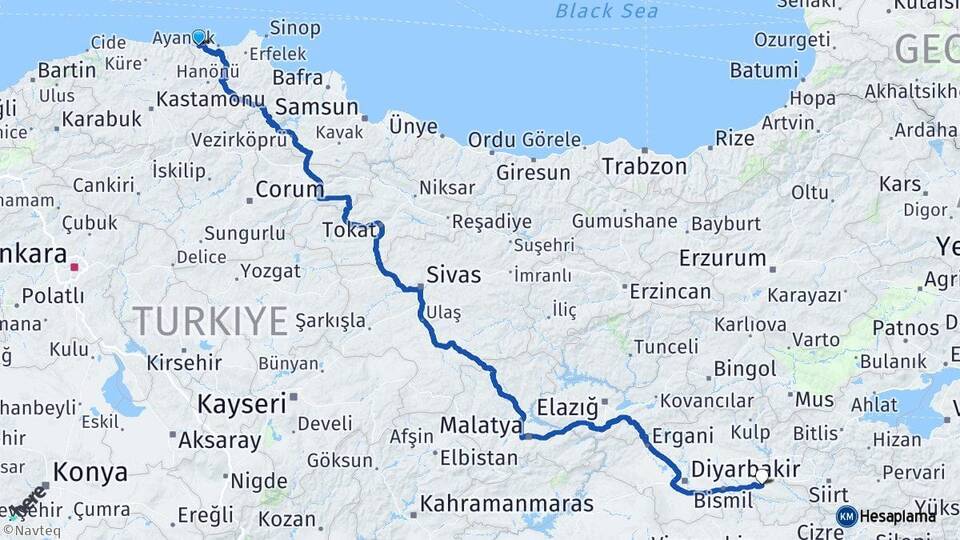 Sinop Türkeli Batman Arası Kaç Km - Yol Haritası