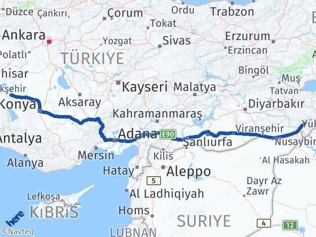 Şırnak Akşehir Konya Arası Kaç Km - Yol Haritası