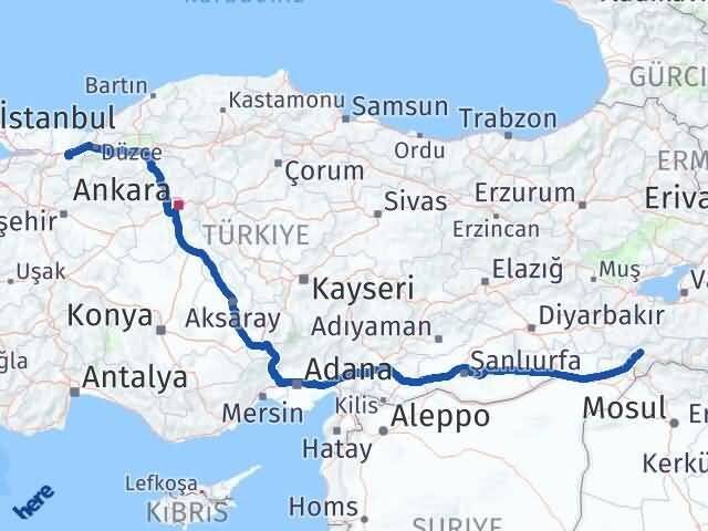 Şırnak Akyazı Sakarya Arası Kaç Km - Yol Haritası