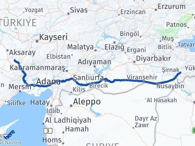 Şırnak Altunhisar Niğde Arası Kaç Km - Yol Haritası