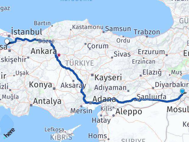 Şırnak Armutlu Yalova Arası Kaç Km - Yol Haritası