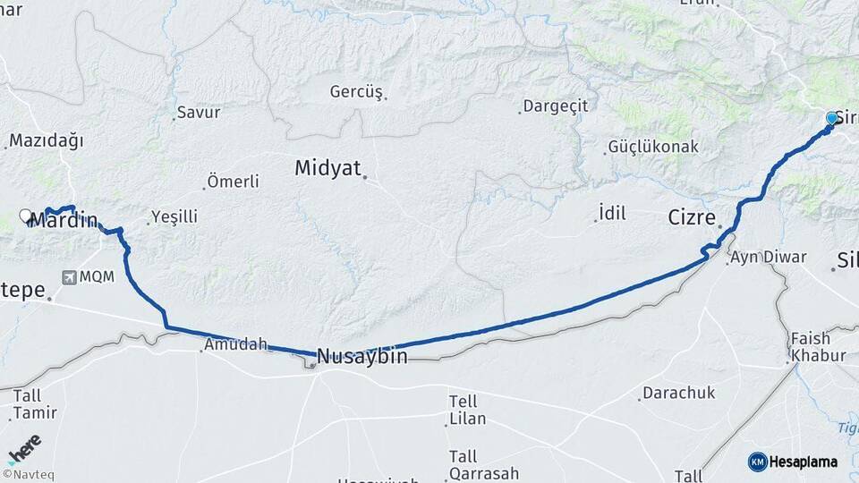 Şırnak Artuklu Mardin Arası Kaç Km - Yol Haritası