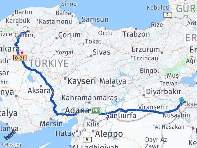 Şırnak Atkaracalar Çankırı Arası Kaç Km - Yol Haritası