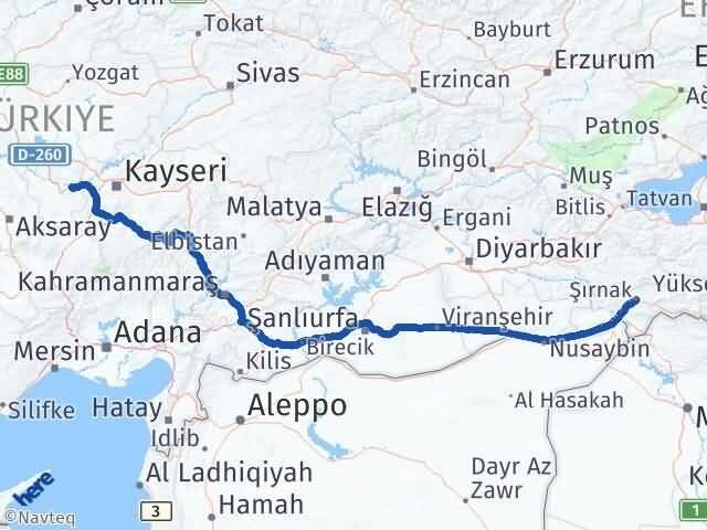 Şırnak Avanos Nevşehir Arası Kaç Km - Yol Haritası