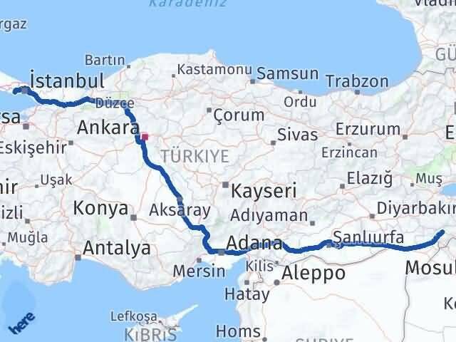 Şırnak Beylikdüzü İstanbul Arası Kaç Km - Yol Haritası