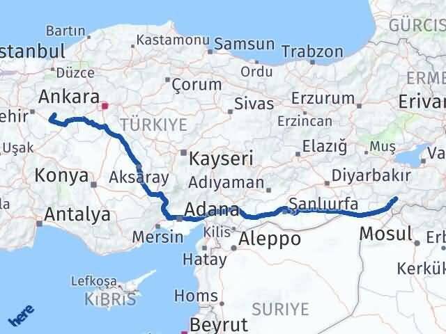 Şırnak Beylikova Eskişehir Arası Kaç Km - Yol Haritası