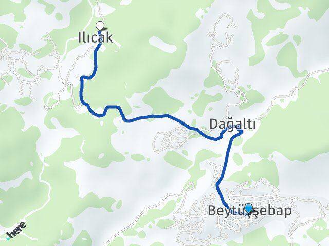 Şırnak Beytüşşebap Ilıcak Beytüşşebap Arası Kaç Km - Yol Haritası