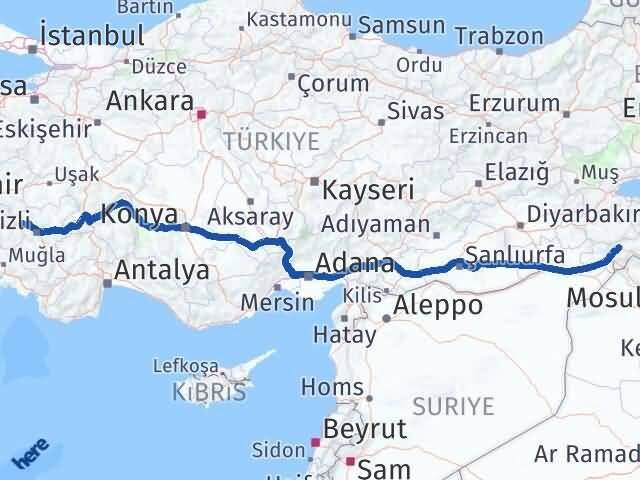 Şırnak Buharkent Aydın Arası Kaç Km - Yol Haritası