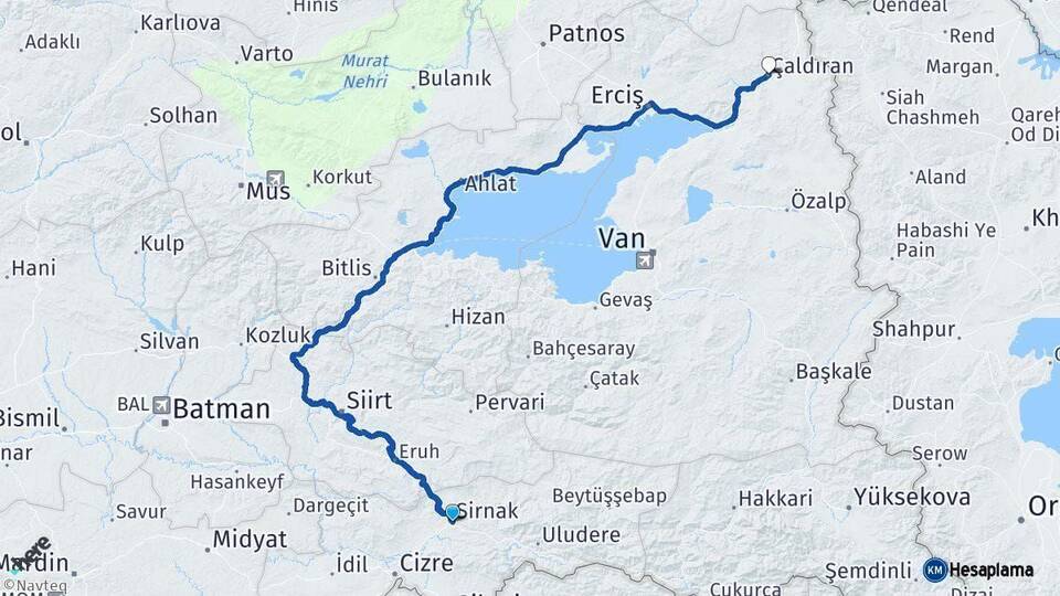 Şırnak Çaldıran Van Arası Kaç Km - Yol Haritası