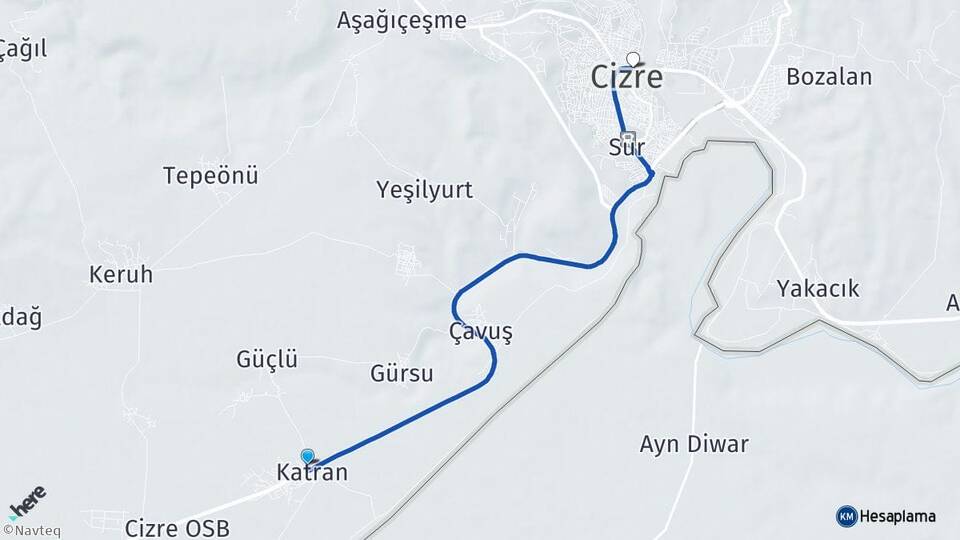 Şırnak Cizre Katran Cizre Arası Kaç Km - Yol Haritası