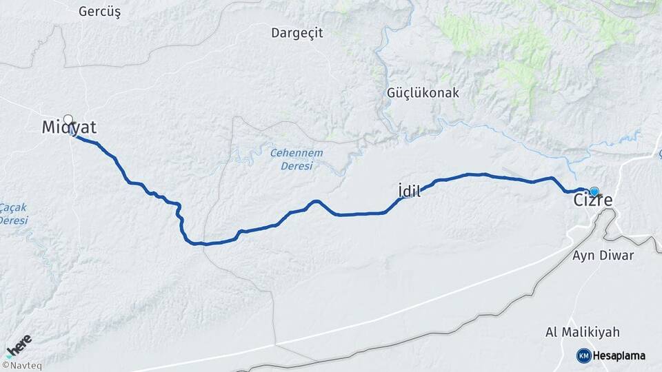 Şırnak Cizre Midyat Mardin Arası Kaç Km - Yol Haritası